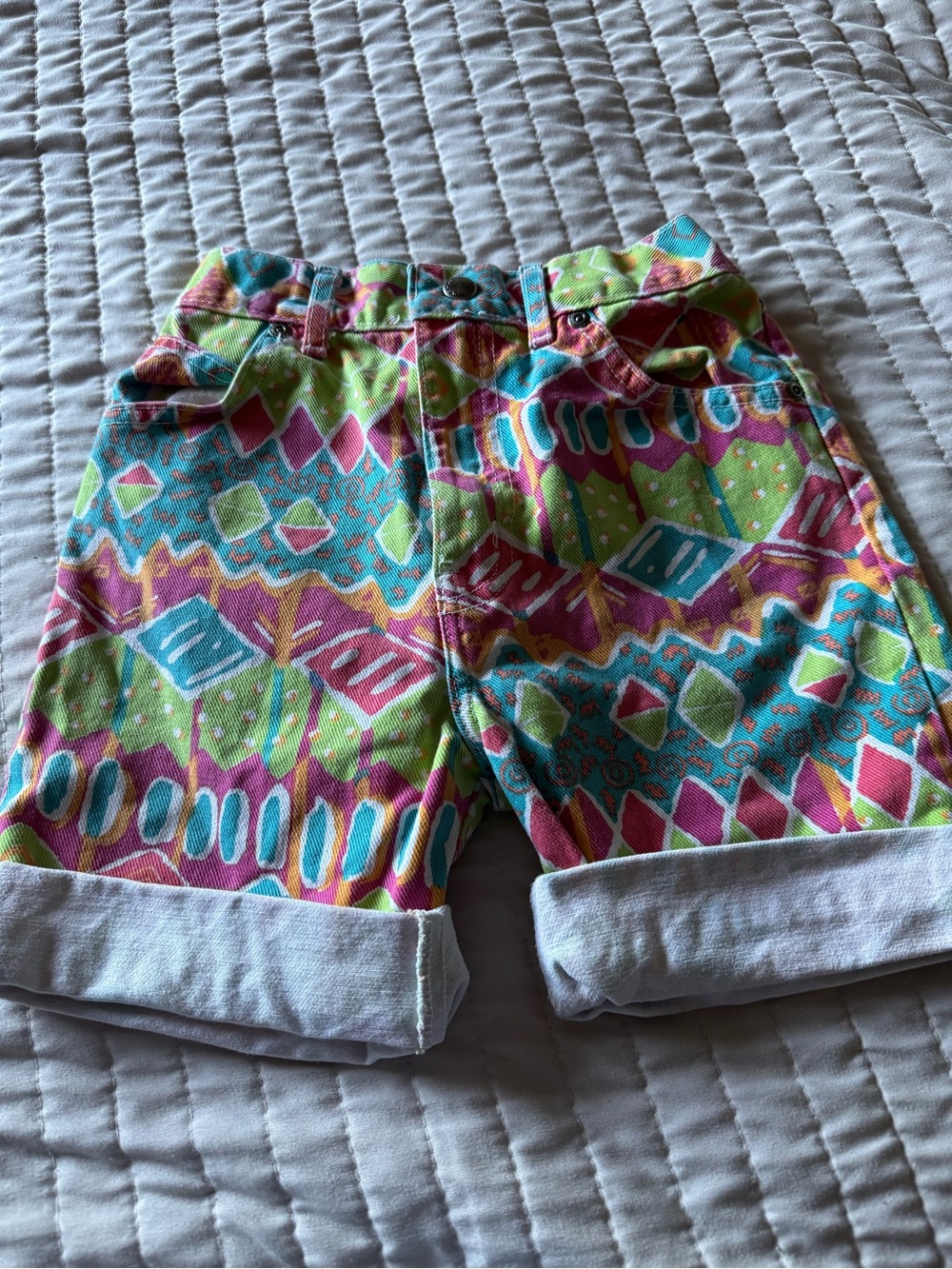 Arizona Jean Company Kids Geometric Multicolor Cuffed Shorts
